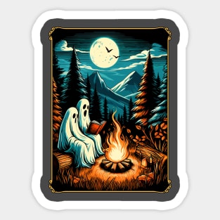 Vintage ghost book reading camping gothic halloween teachers Sticker